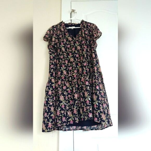 Loft navy flounce dress size M - Picture 8 of 12